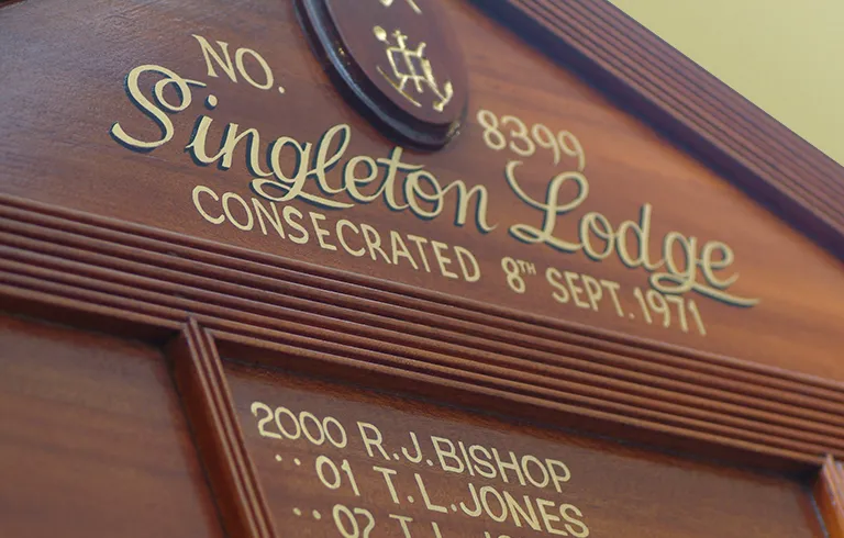 Singleton Lodge Past Masters Board closeup